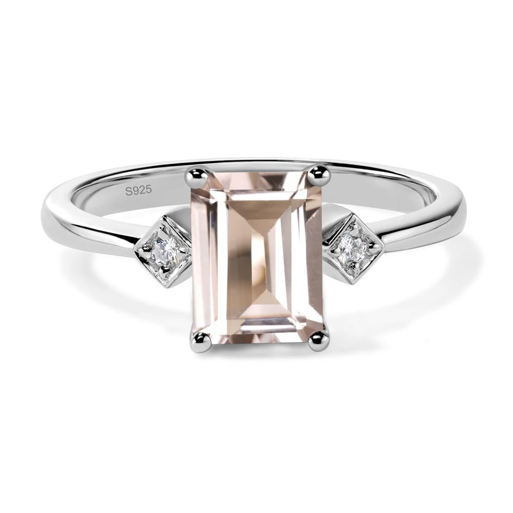 Emerald Cut Morganite Engagement Ring - LUO Jewelry #metal_sterling silver