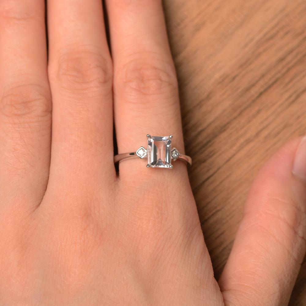 Emerald Cut Morganite Engagement Ring - LUO Jewelry