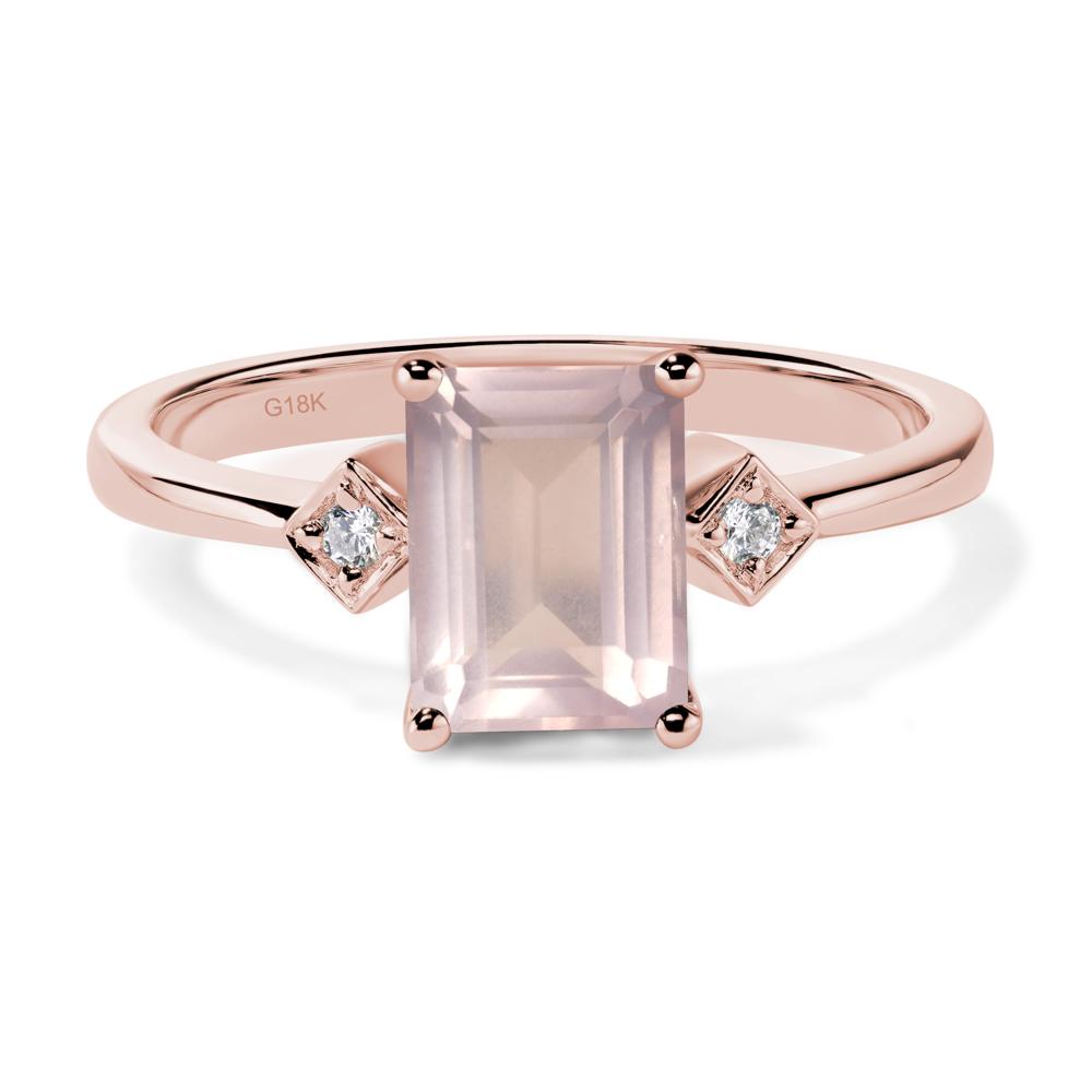 Emerald Cut Rose Quartz Engagement Ring - LUO Jewelry #metal_18k rose gold