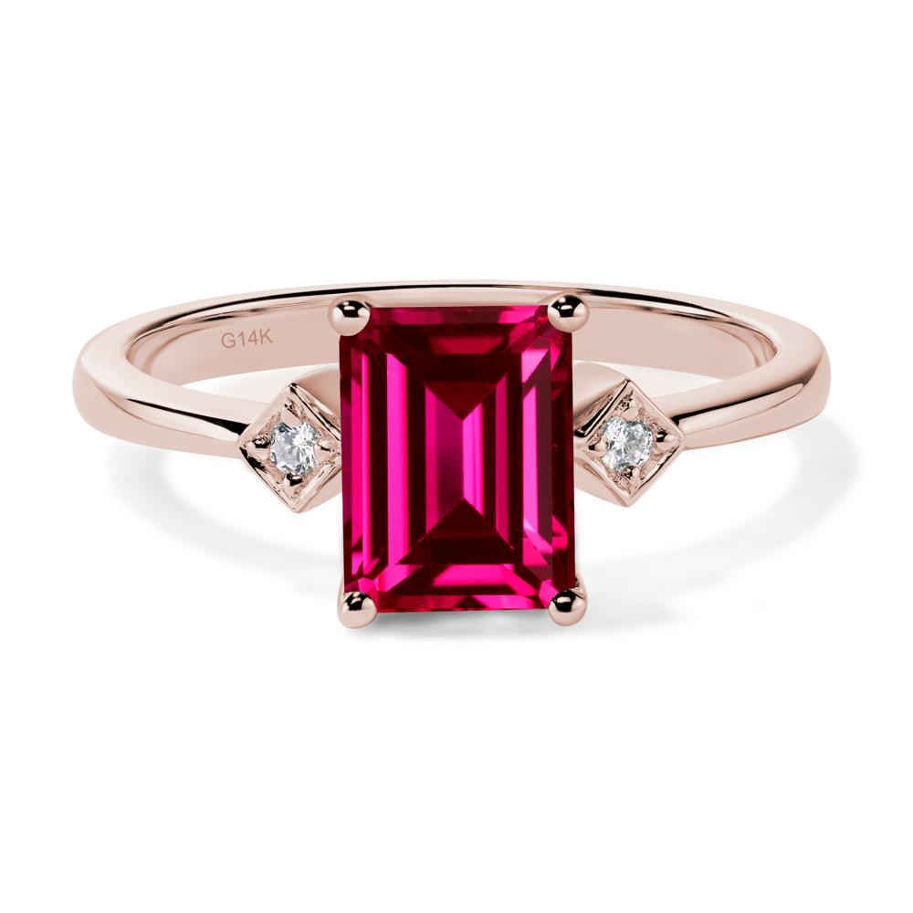 Emerald Cut Ruby Engagement Ring - LUO Jewelry #metal_14k rose gold
