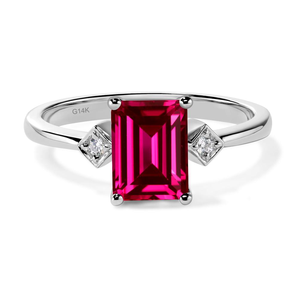 Emerald Cut Ruby Engagement Ring - LUO Jewelry #metal_14k white gold
