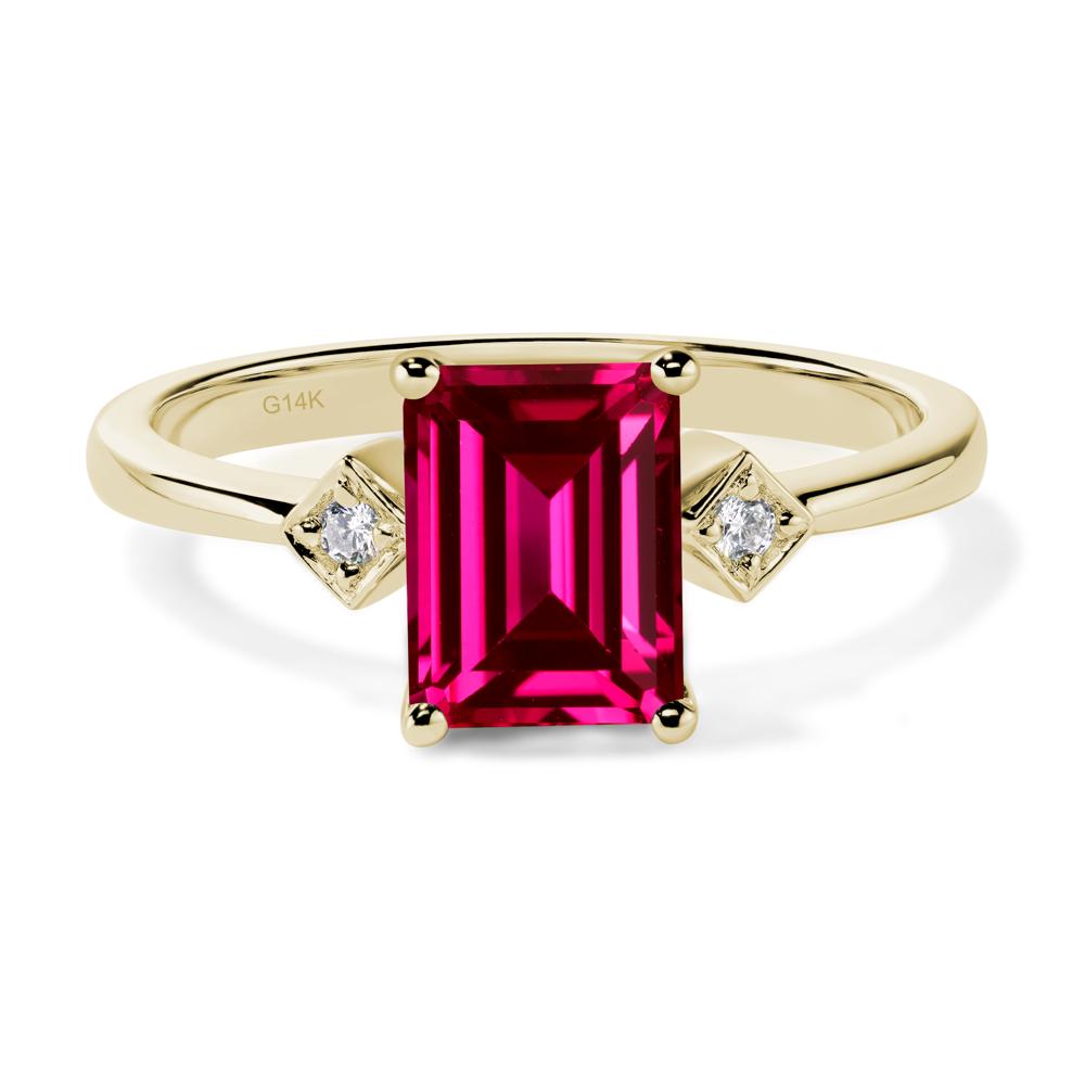Emerald Cut Ruby Engagement Ring - LUO Jewelry #metal_14k yellow gold