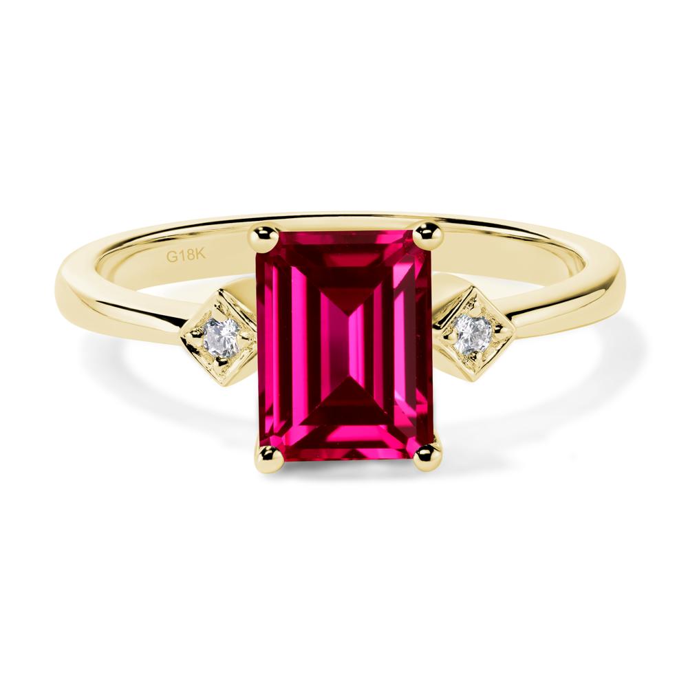 Emerald Cut Ruby Engagement Ring - LUO Jewelry #metal_18k yellow gold