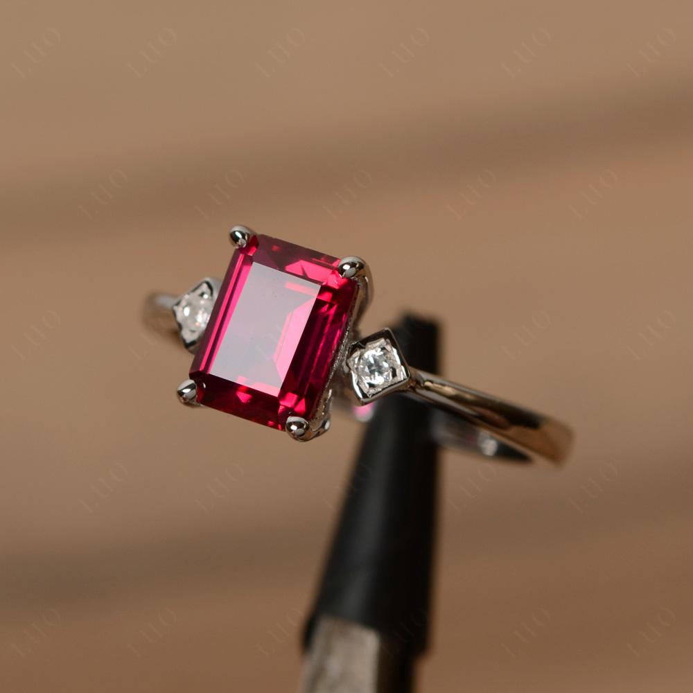 Emerald Cut Ruby Engagement Ring - LUO Jewelry