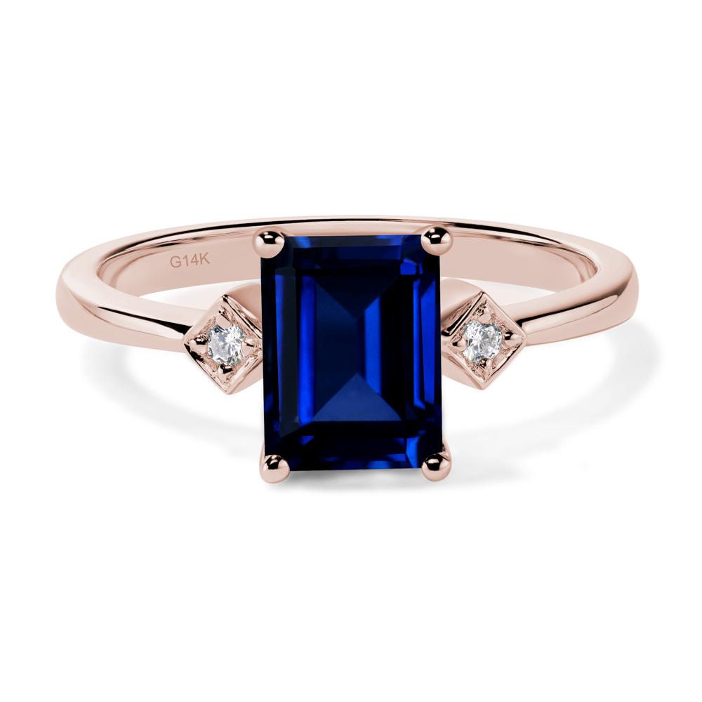 Emerald Cut Lab Created Sapphire Engagement Ring - LUO Jewelry #metal_14k rose gold