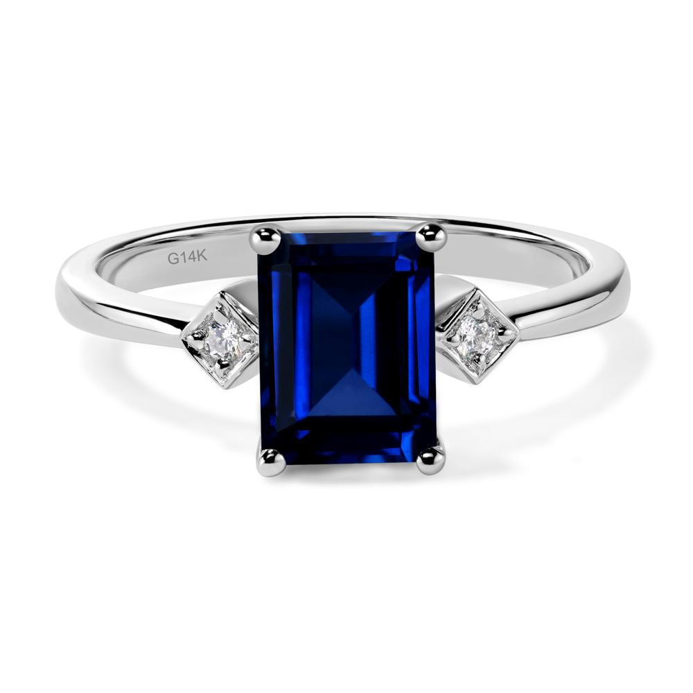 Emerald Cut Lab Created Sapphire Engagement Ring - LUO Jewelry #metal_14k white gold