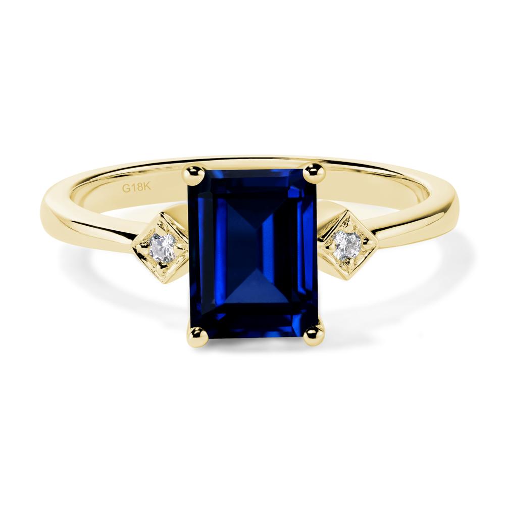 Emerald Cut Lab Created Sapphire Engagement Ring - LUO Jewelry #metal_18k yellow gold