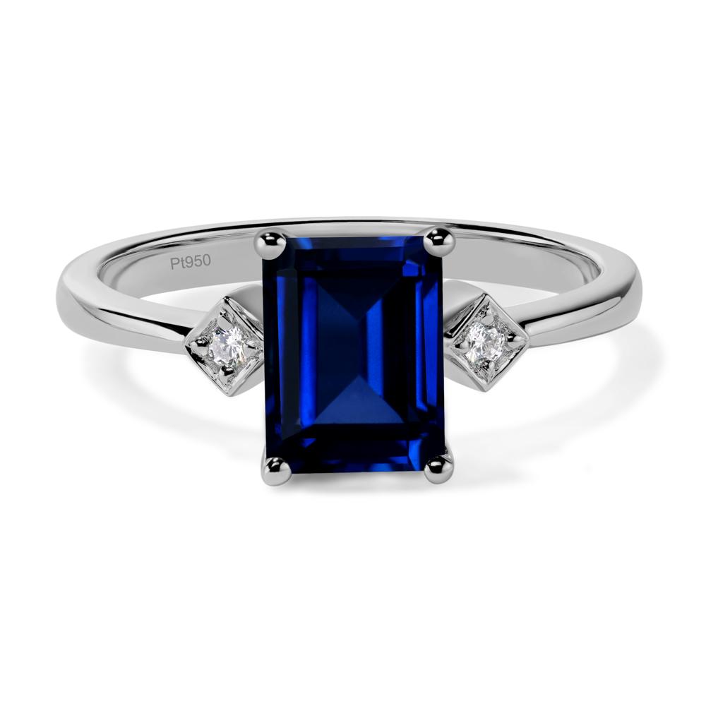 Emerald Cut Lab Created Sapphire Engagement Ring - LUO Jewelry #metal_platinum