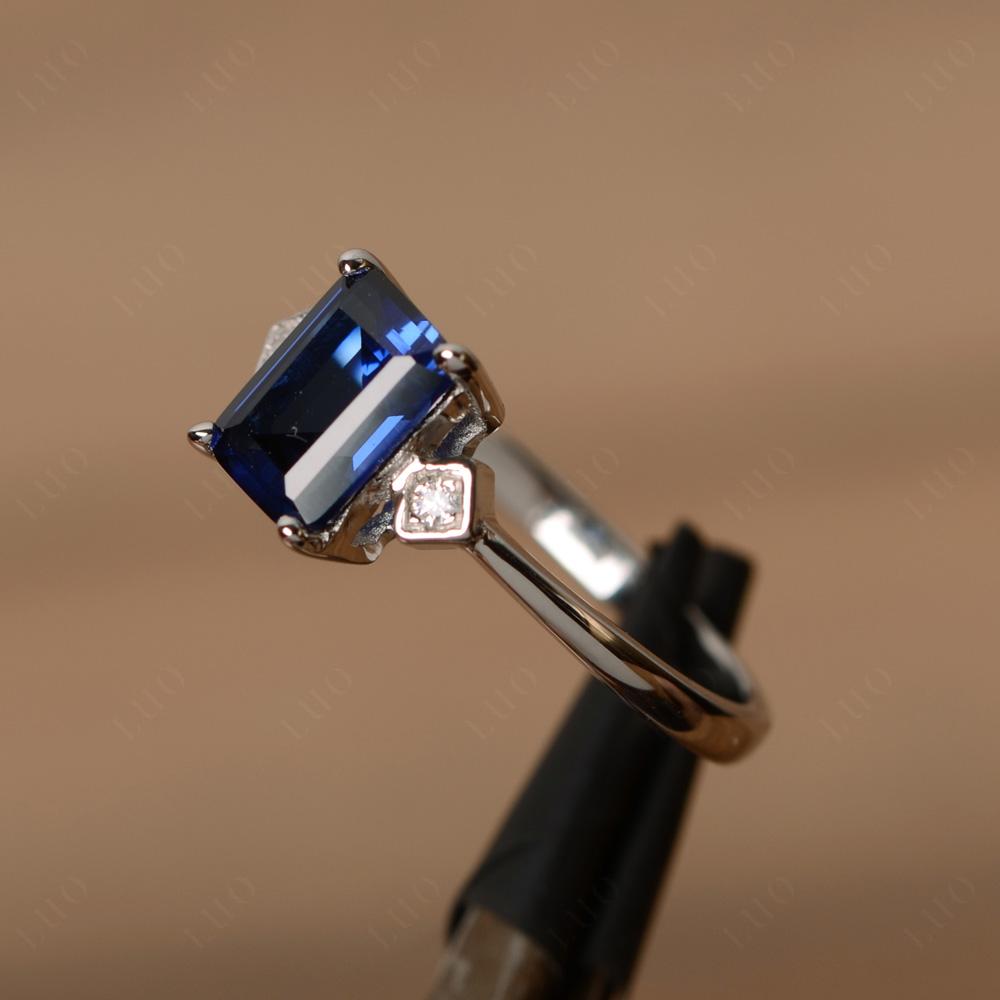 Emerald Cut Lab Created Sapphire Engagement Ring - LUO Jewelry