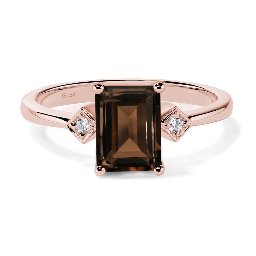 Emerald Cut Smoky Quartz Engagement Ring - LUO Jewelry #metal_18k rose gold