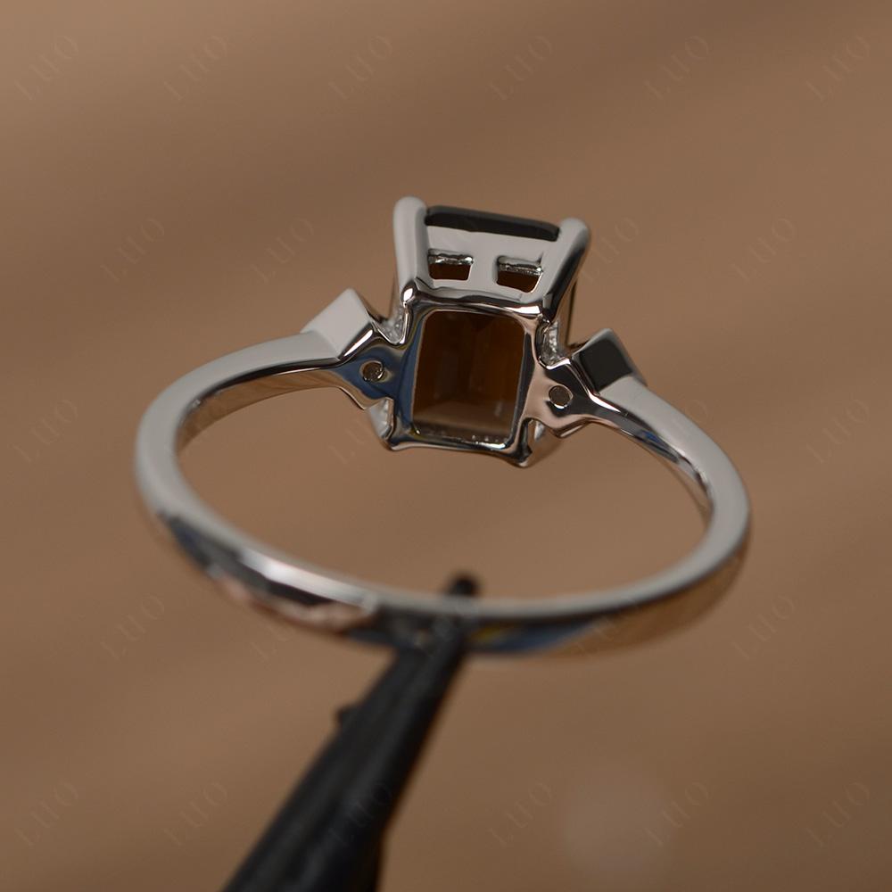 Emerald Cut Smoky Quartz Engagement Ring - LUO Jewelry