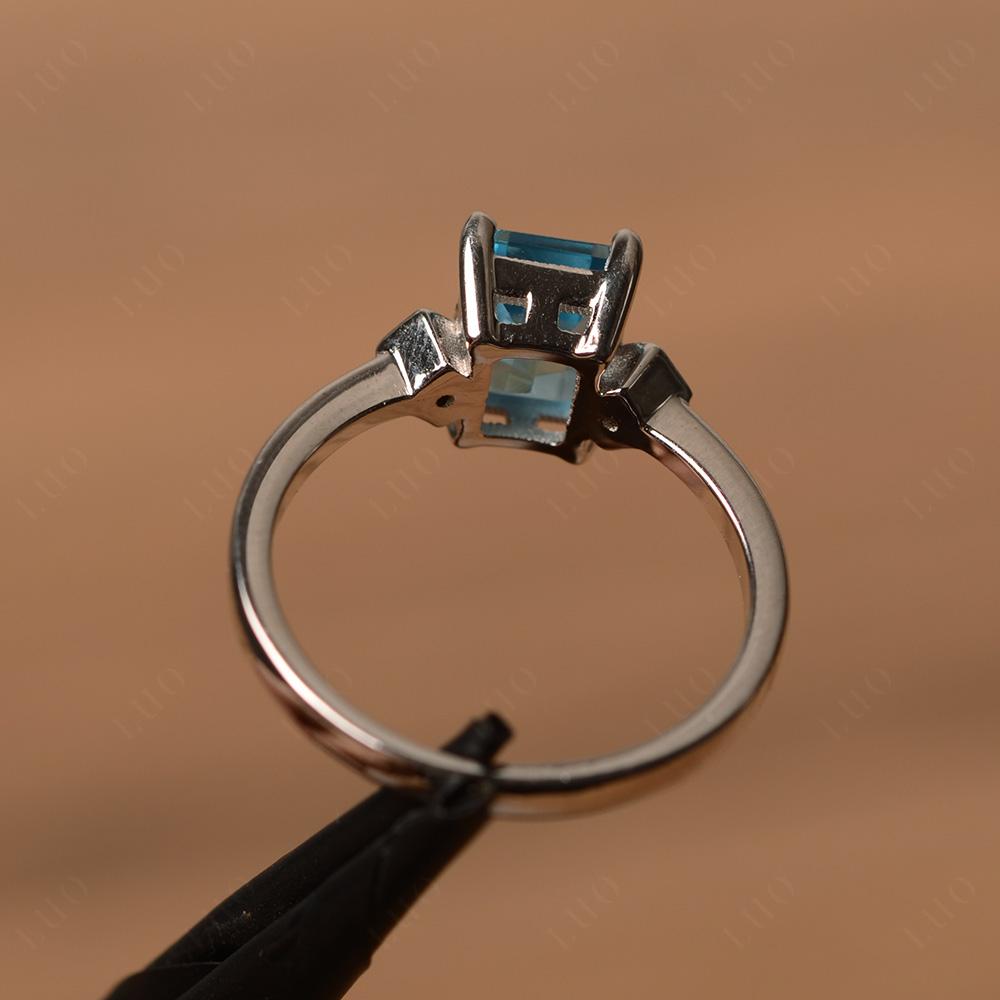 Emerald Cut Swiss Blue Topaz Engagement Ring - LUO Jewelry