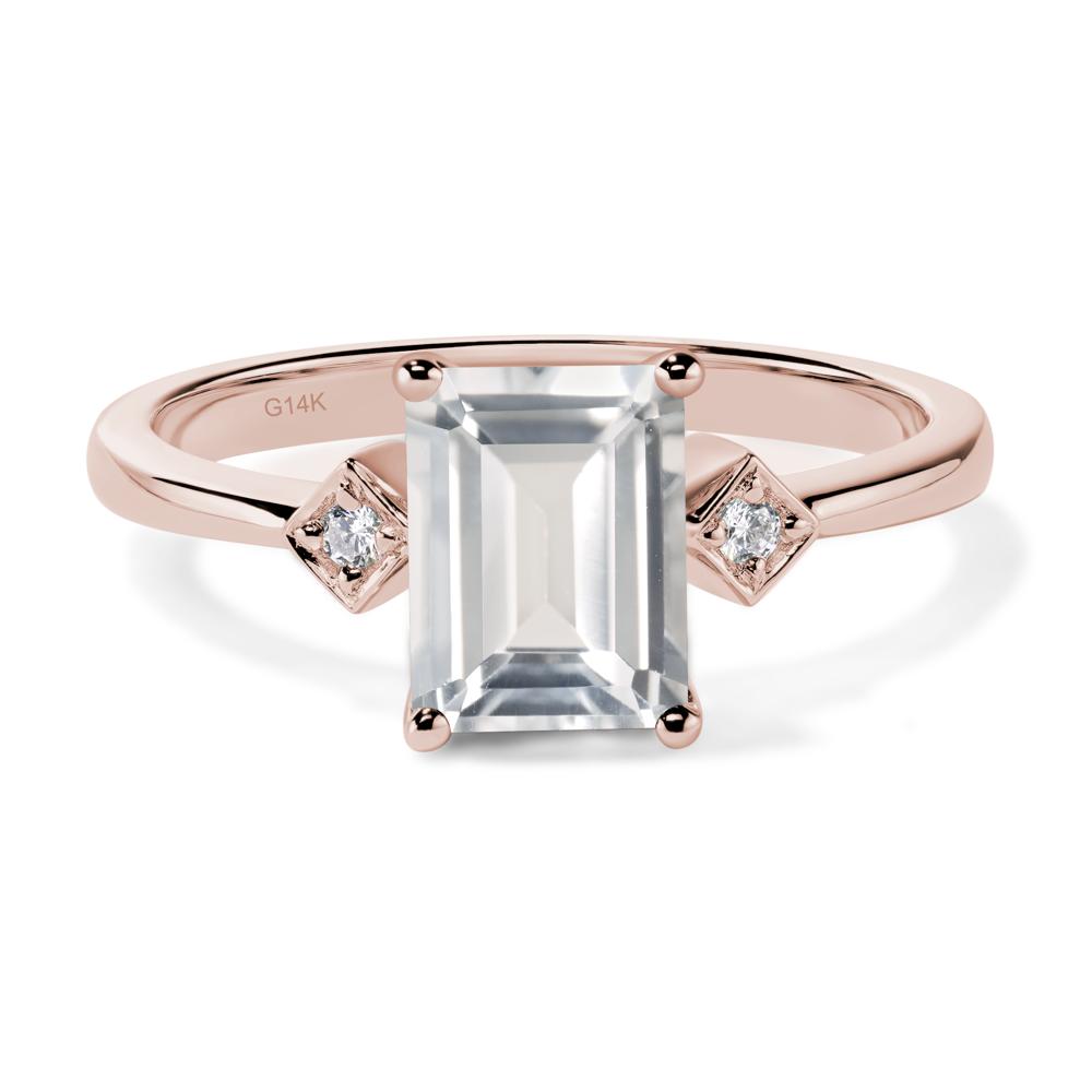 Emerald Cut White Topaz Engagement Ring - LUO Jewelry #metal_14k rose gold