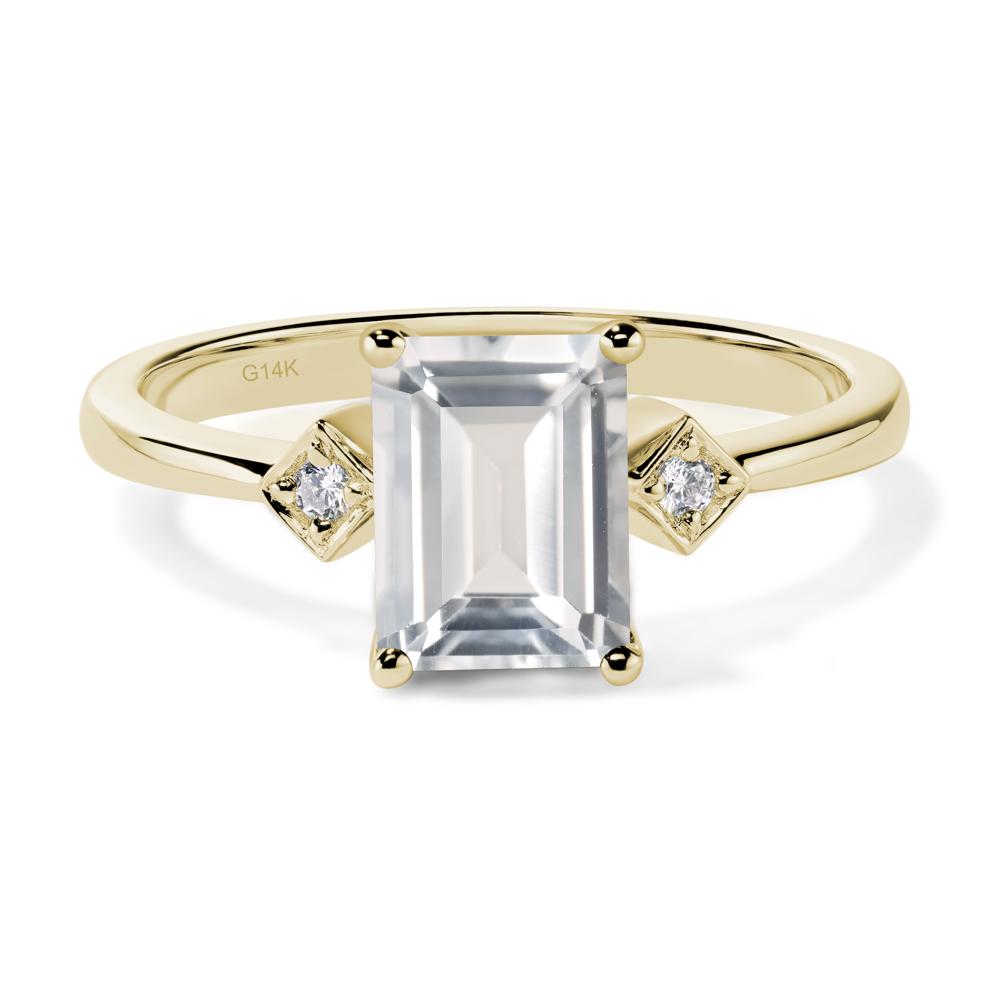 Emerald Cut White Topaz Engagement Ring - LUO Jewelry #metal_14k yellow gold