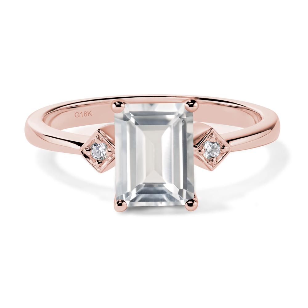 Emerald Cut White Topaz Engagement Ring - LUO Jewelry #metal_18k rose gold