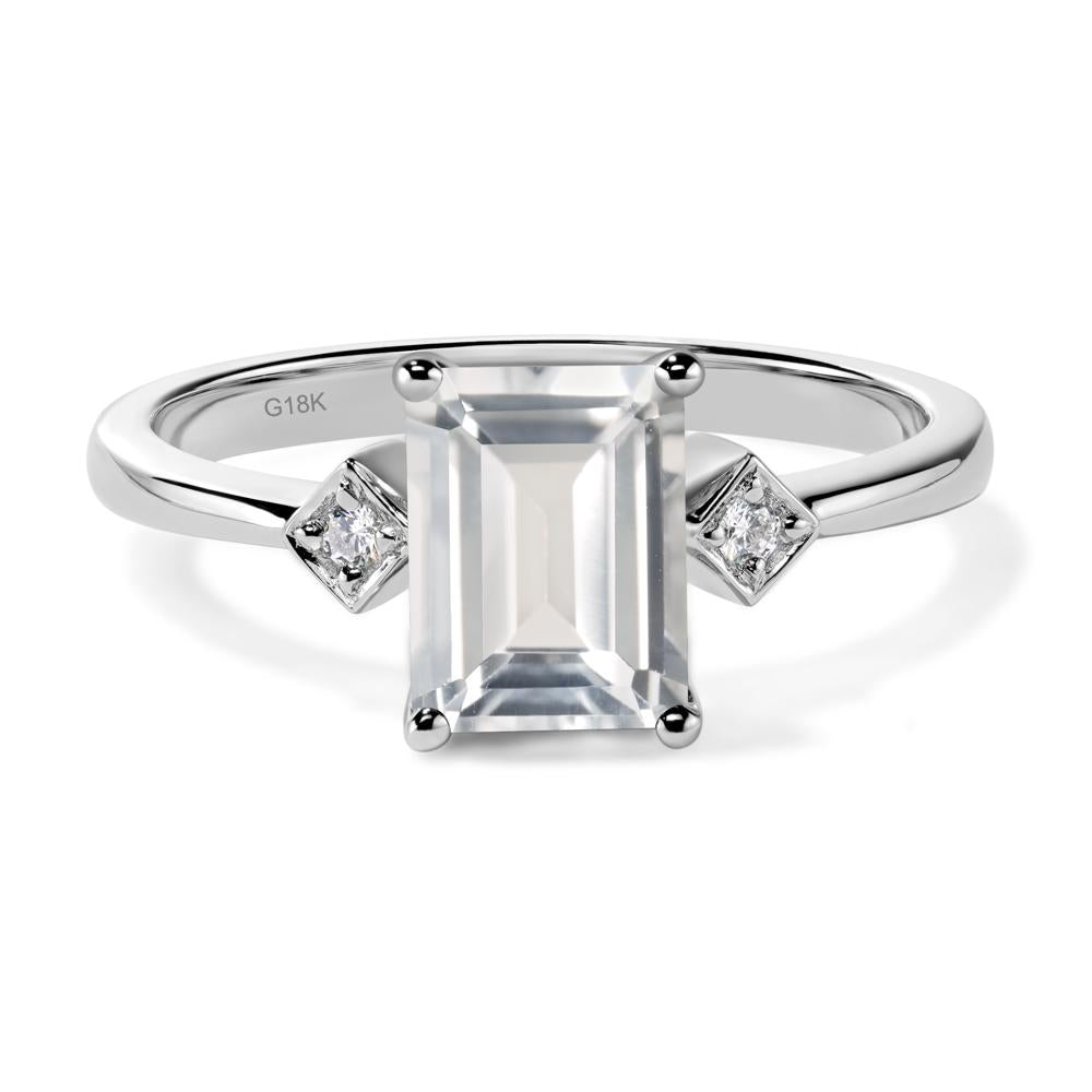 Emerald Cut White Topaz Engagement Ring - LUO Jewelry #metal_18k white gold