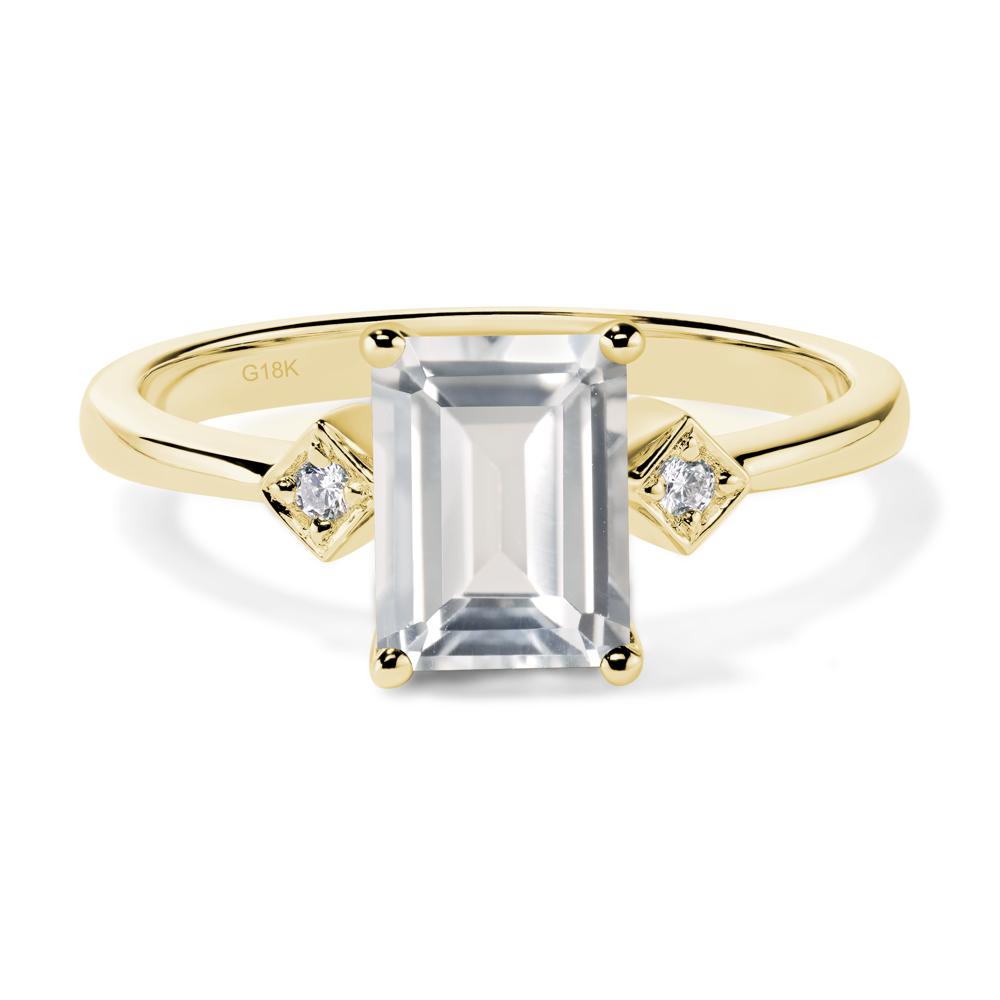 Emerald Cut White Topaz Engagement Ring - LUO Jewelry #metal_18k yellow gold