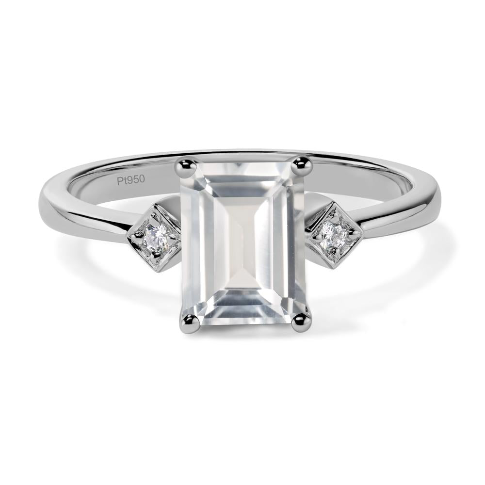 Emerald Cut White Topaz Engagement Ring - LUO Jewelry #metal_platinum