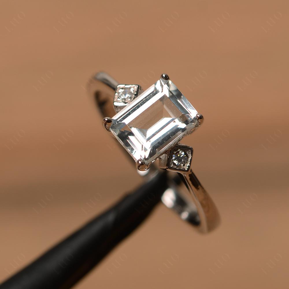 Emerald Cut White Topaz Engagement Ring - LUO Jewelry