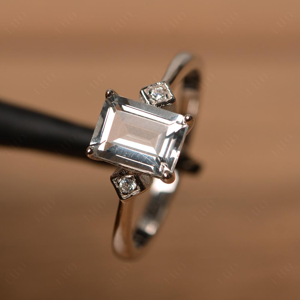 Emerald Cut White Topaz Engagement Ring - LUO Jewelry