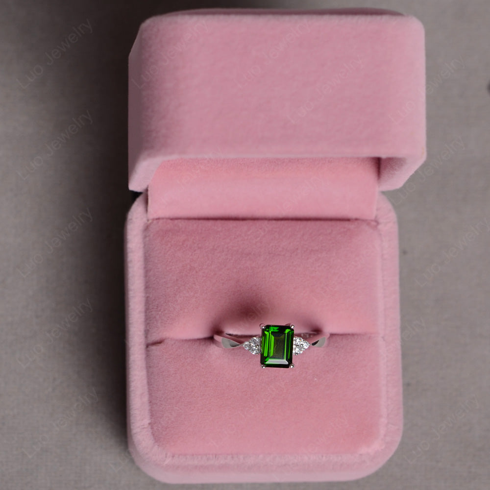 Emerald Diopside Engagement Ring Silver - LUO Jewelry