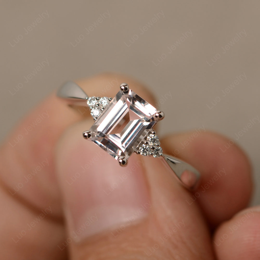 Emerald Morganite Engagement Ring Silver - LUO Jewelry