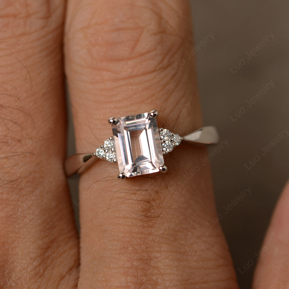 Emerald Morganite Engagement Ring Silver - LUO Jewelry