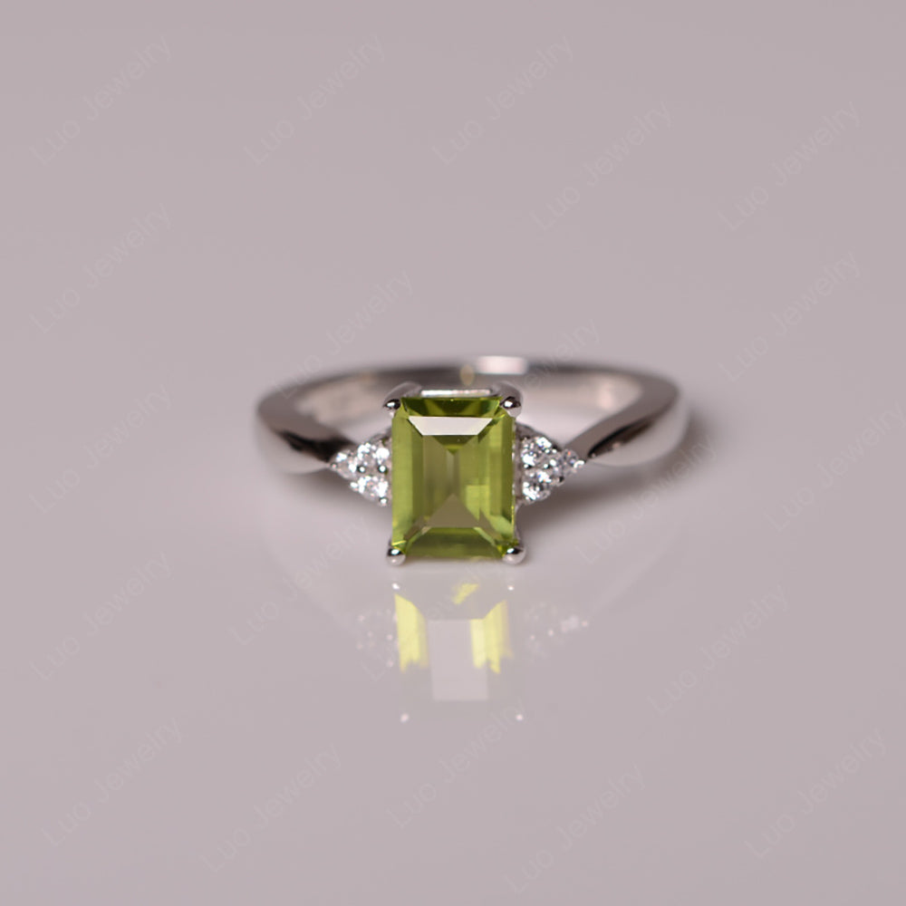 Emerald Peridot Engagement Ring Silver - LUO Jewelry