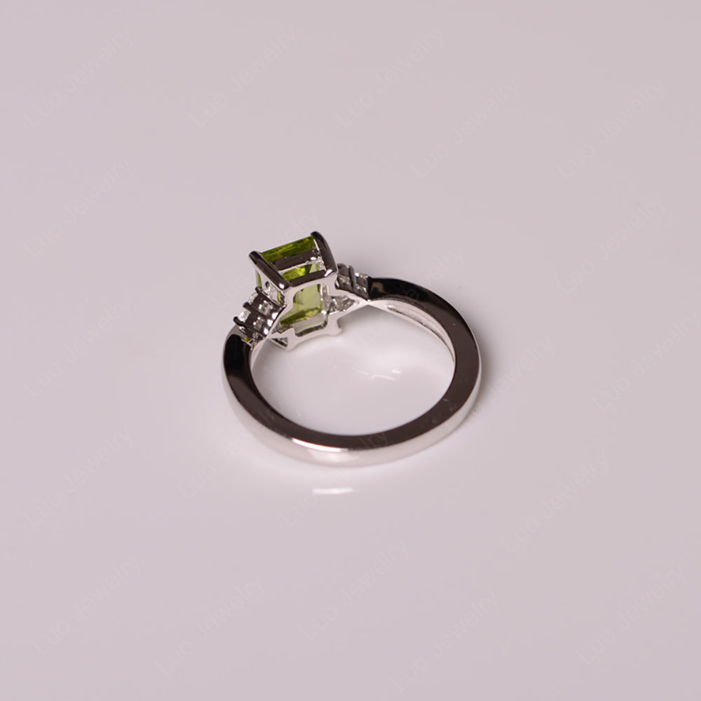 Emerald Peridot Engagement Ring Silver - LUO Jewelry