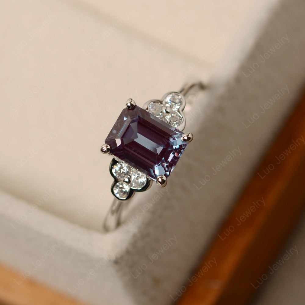 Emerald Cut Alexandrite Ring - LUO Jewelry