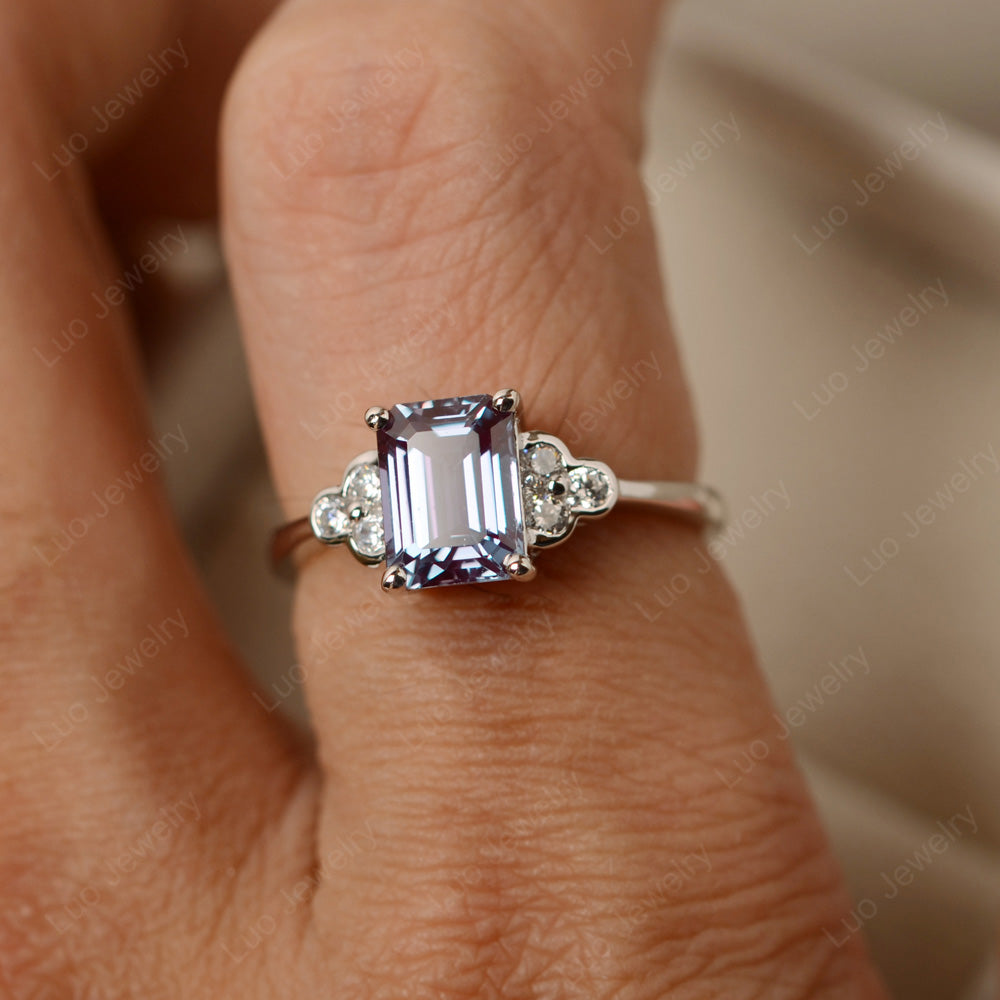 Emerald Cut Alexandrite Ring - LUO Jewelry