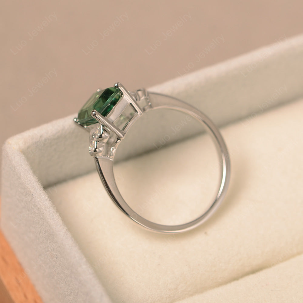 Vintage Emerald Cut Green Sapphire Wedding Ring - LUO Jewelry