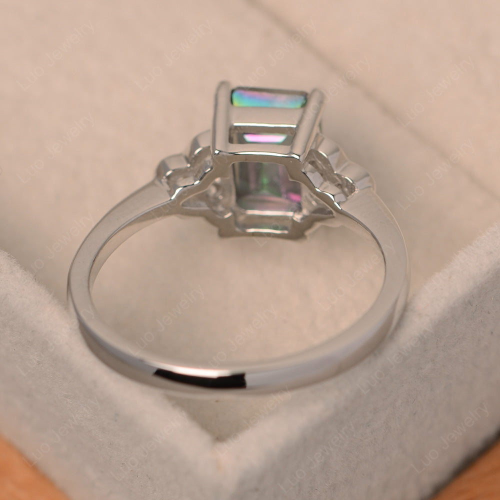 Vintage Emerald Cut Mystic Topaz Wedding Ring - LUO Jewelry