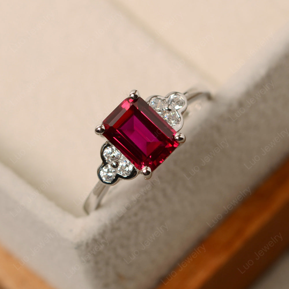 Vintage Emerald Cut Ruby Ring - LUO Jewelry