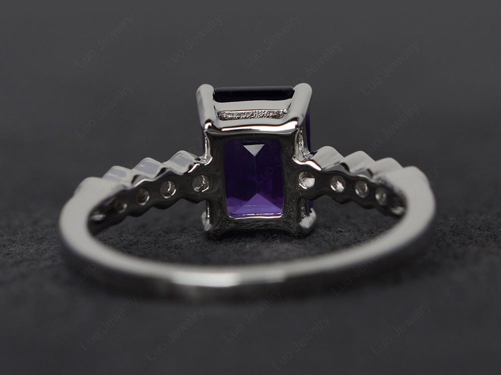 Amethyst Engagement Honeycomb Ring Silver - LUO Jewelry