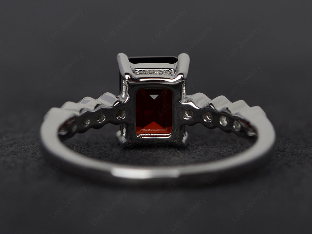Garnet Engagement Honeycomb Ring Silver - LUO Jewelry