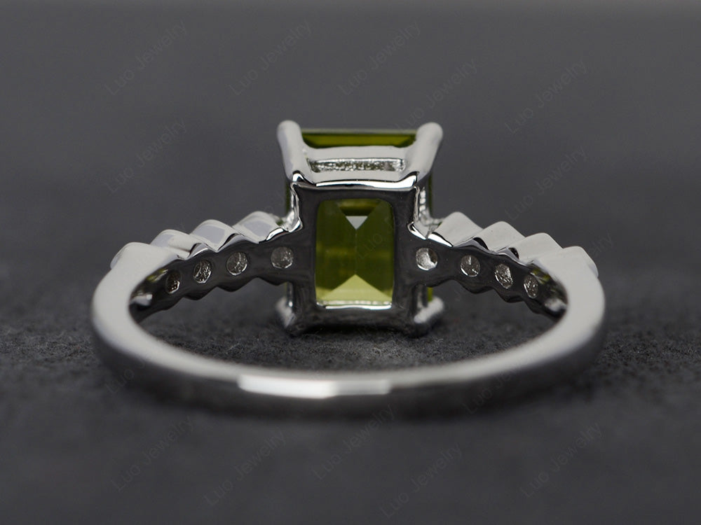 Peridot Engagement Honeycomb Ring Silver - LUO Jewelry