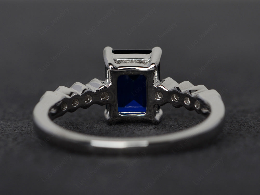 Lab Sapphire Engagement Honeycomb Ring Silver - LUO Jewelry
