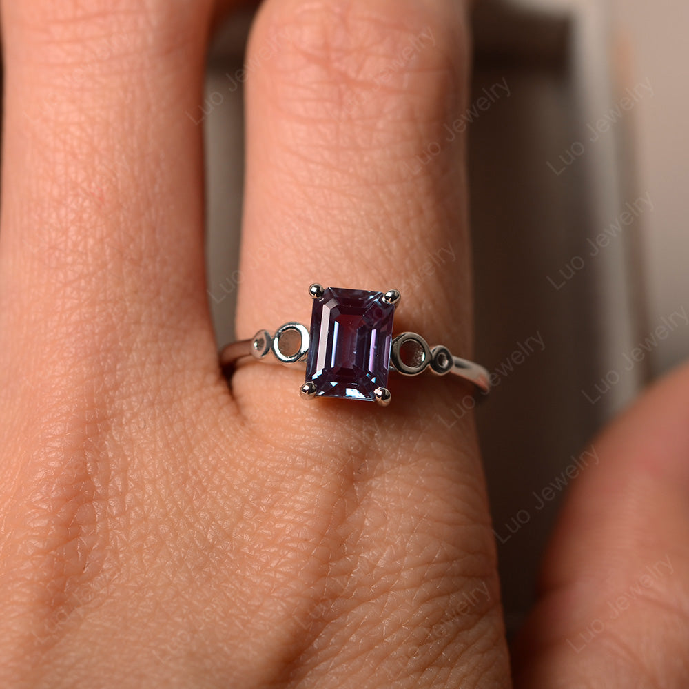 Antique Emerald Cut Alexandrite Solitaire Ring - LUO Jewelry