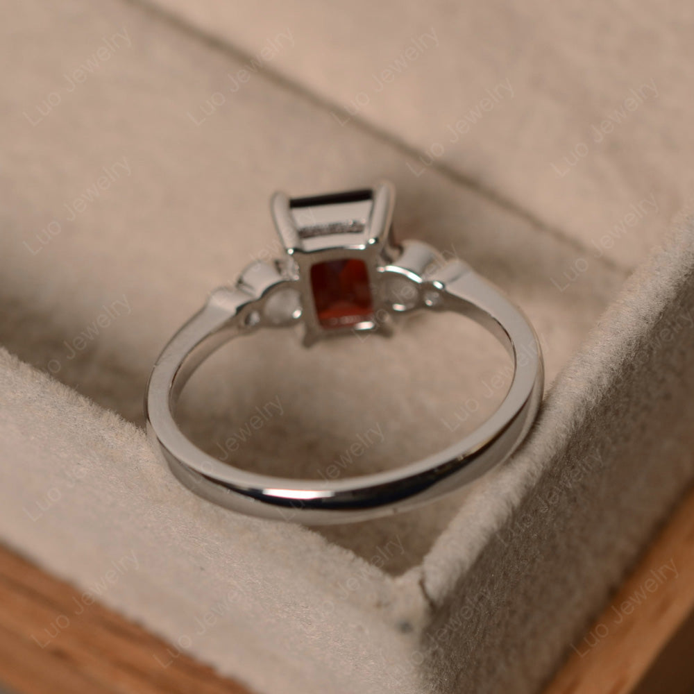 Antique Emerald Cut Garnet Solitaire Ring - LUO Jewelry