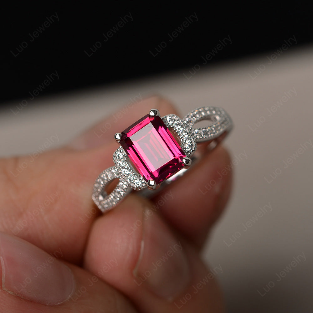Emerald Cut Ruby Ring Art Deco | LUO