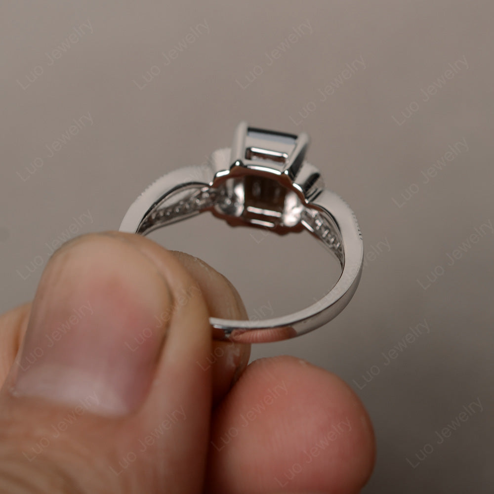 Emerald Cut Smoky Quartz  Ring Art Deco - LUO Jewelry