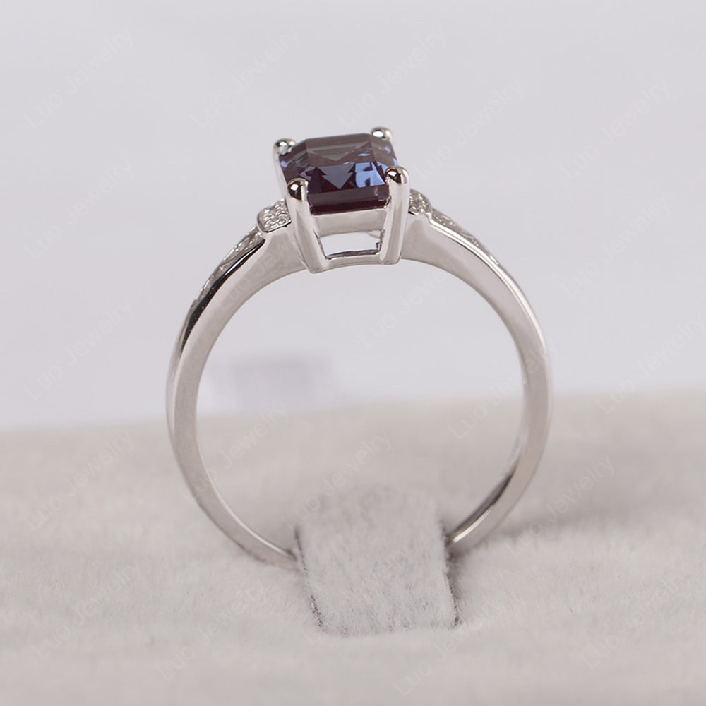 Emerald Cut Art Deco Alexandrite Engagement Ring - LUO Jewelry