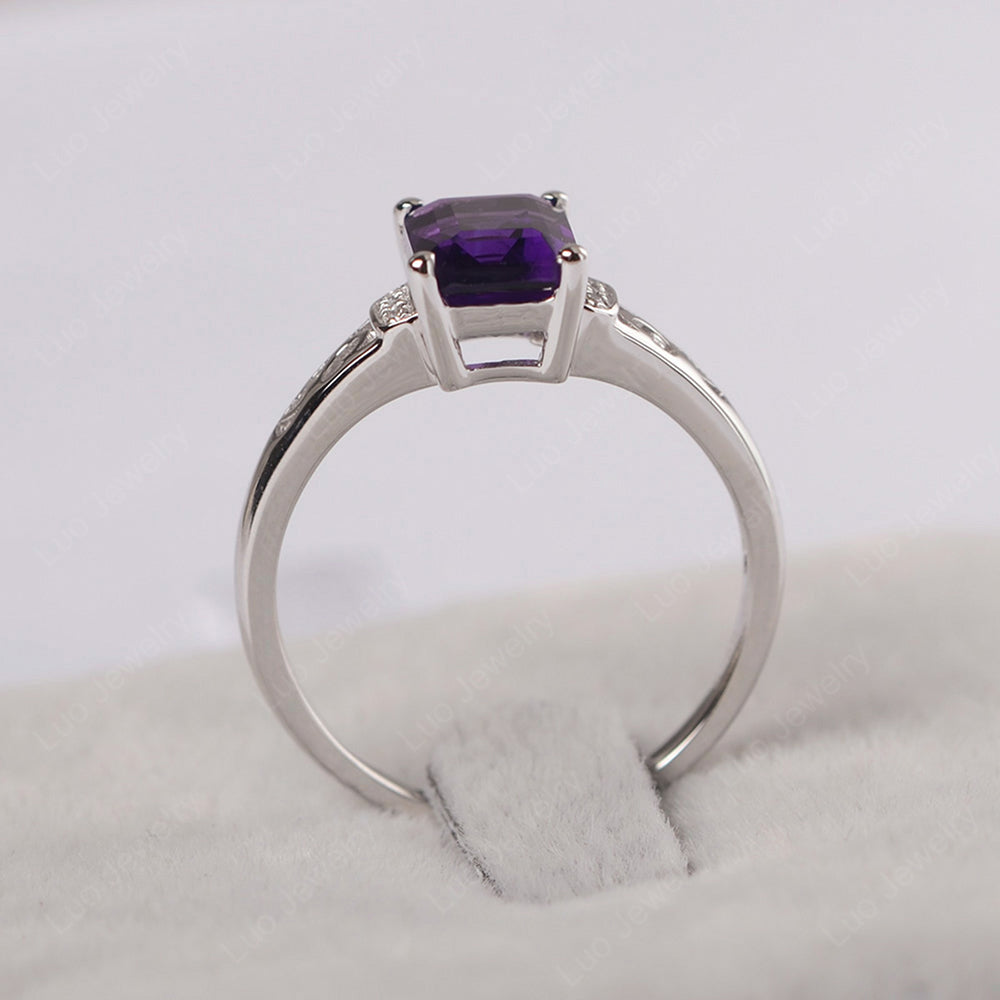 Emerald Cut Art Deco Amethyst Engagement Ring - LUO Jewelry
