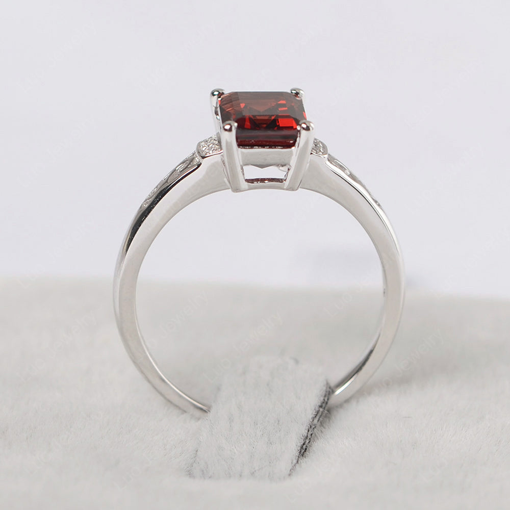 Emerald Cut Art Deco Garnet Engagement Ring - LUO Jewelry