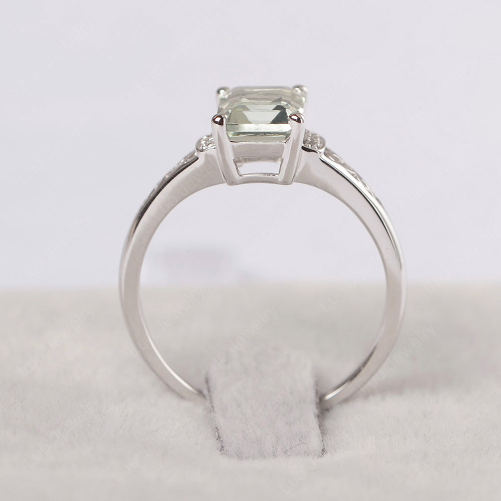 Emerald Cut Art Deco Green Amethyst Engagement Ring - LUO Jewelry