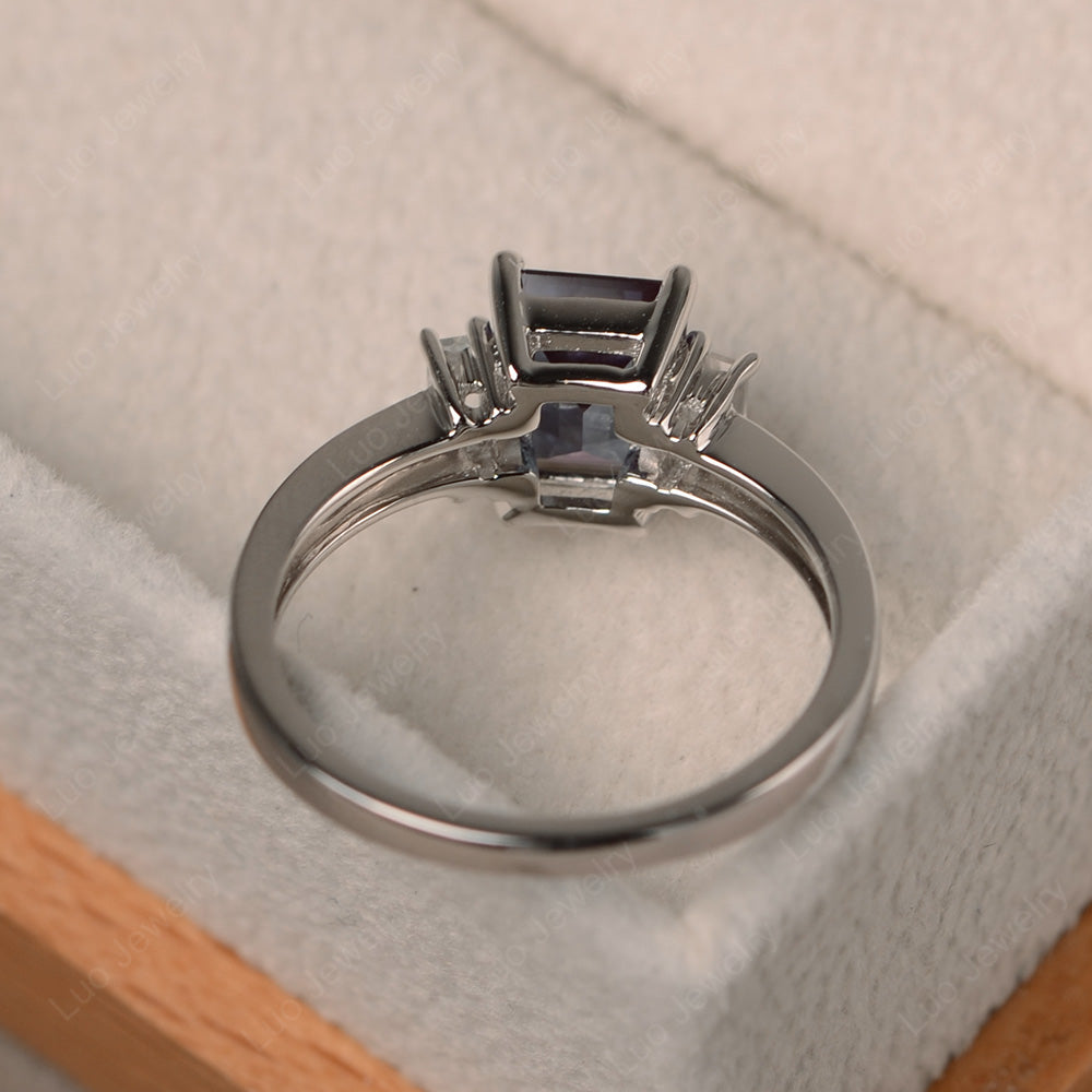 Emerald Cut Alexandrite Ring With Baguette - LUO Jewelry