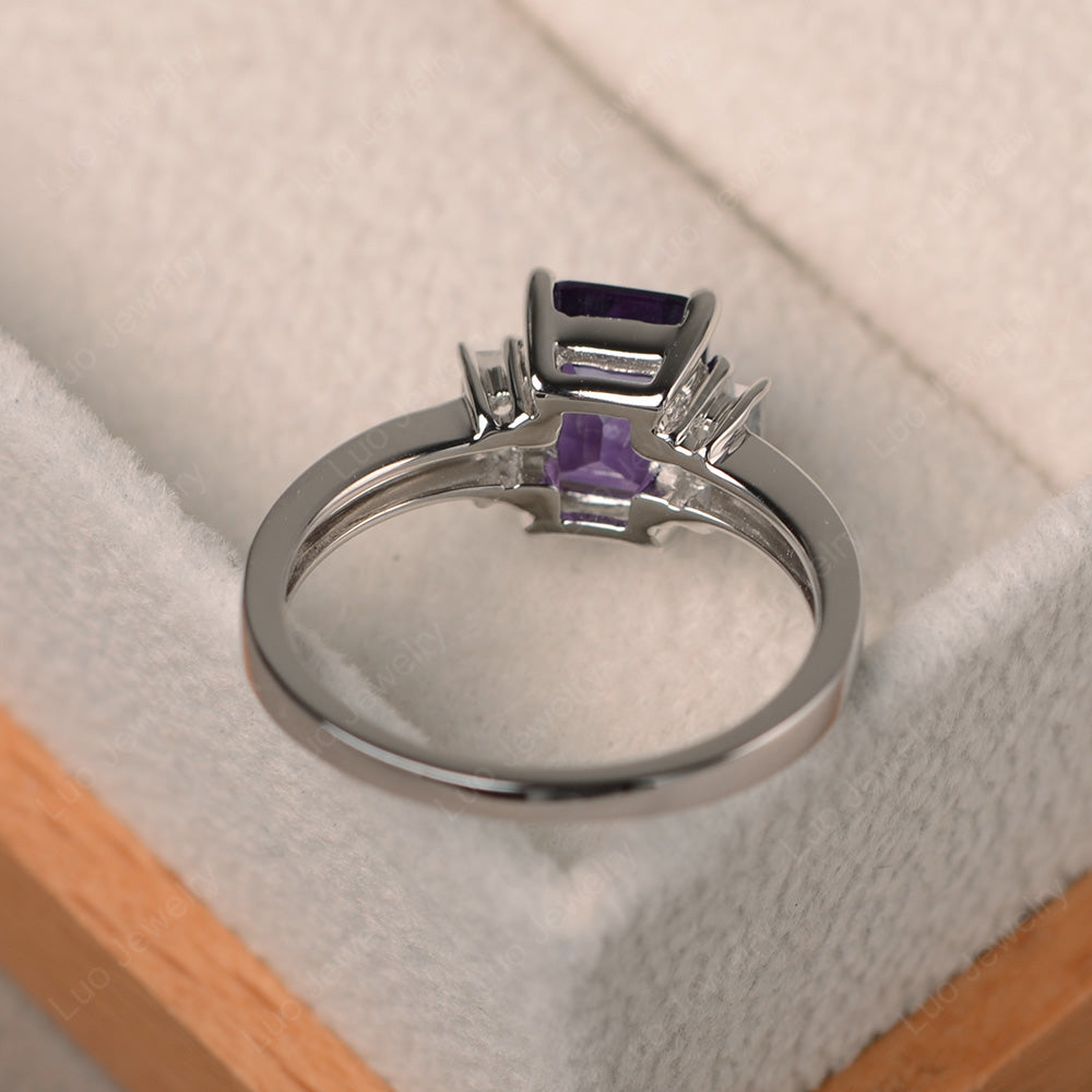 Emerald Cut Amethyst Ring With Baguette - LUO Jewelry