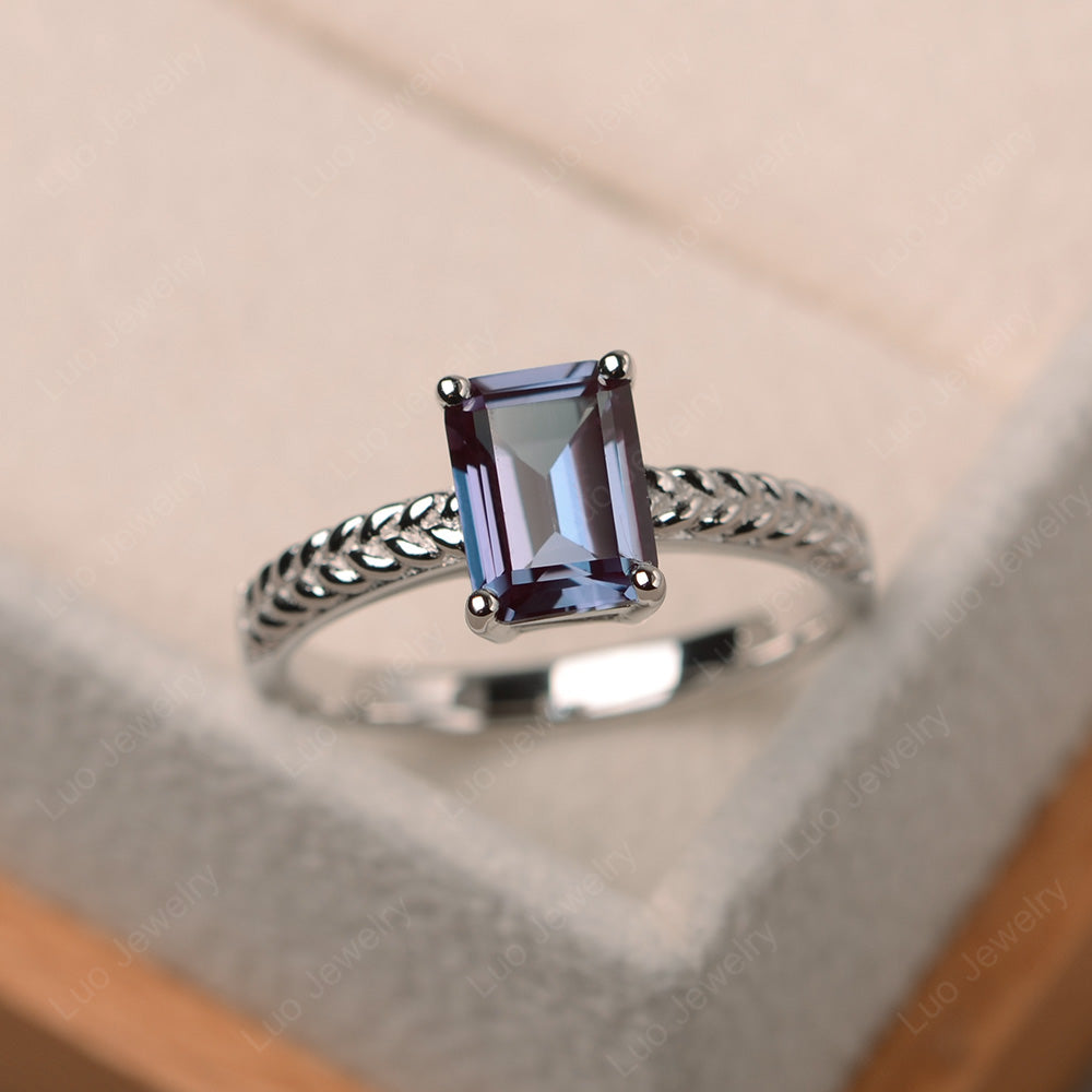 Woven Ring Alexandrite Solitaire Engagement Ring - LUO Jewelry