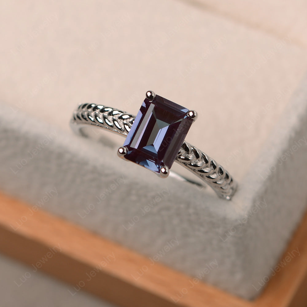 Woven Ring Alexandrite Solitaire Engagement Ring - LUO Jewelry